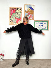 FEMALE - Maglia intrecciata con frange  Energia e carattere in ogni punto nero VA613/ NERO FEMALE 