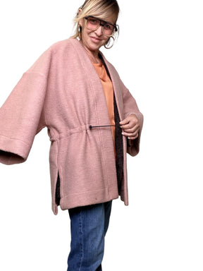 DEJA VU - Poncho donna stile kimono  Essenziale fuori, sorprendente dentro A25LU602 / ROSA DEJA VU 