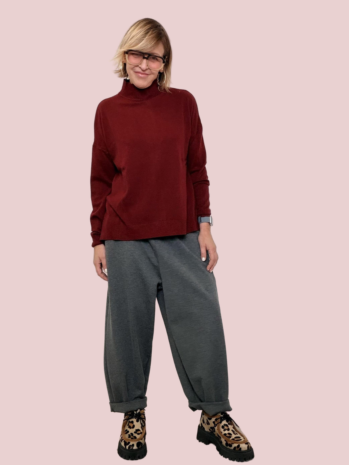 DEJA VU - MAGLIA COLLO IN PIEDI VINO A25IL406/ VINO DEJA VU 