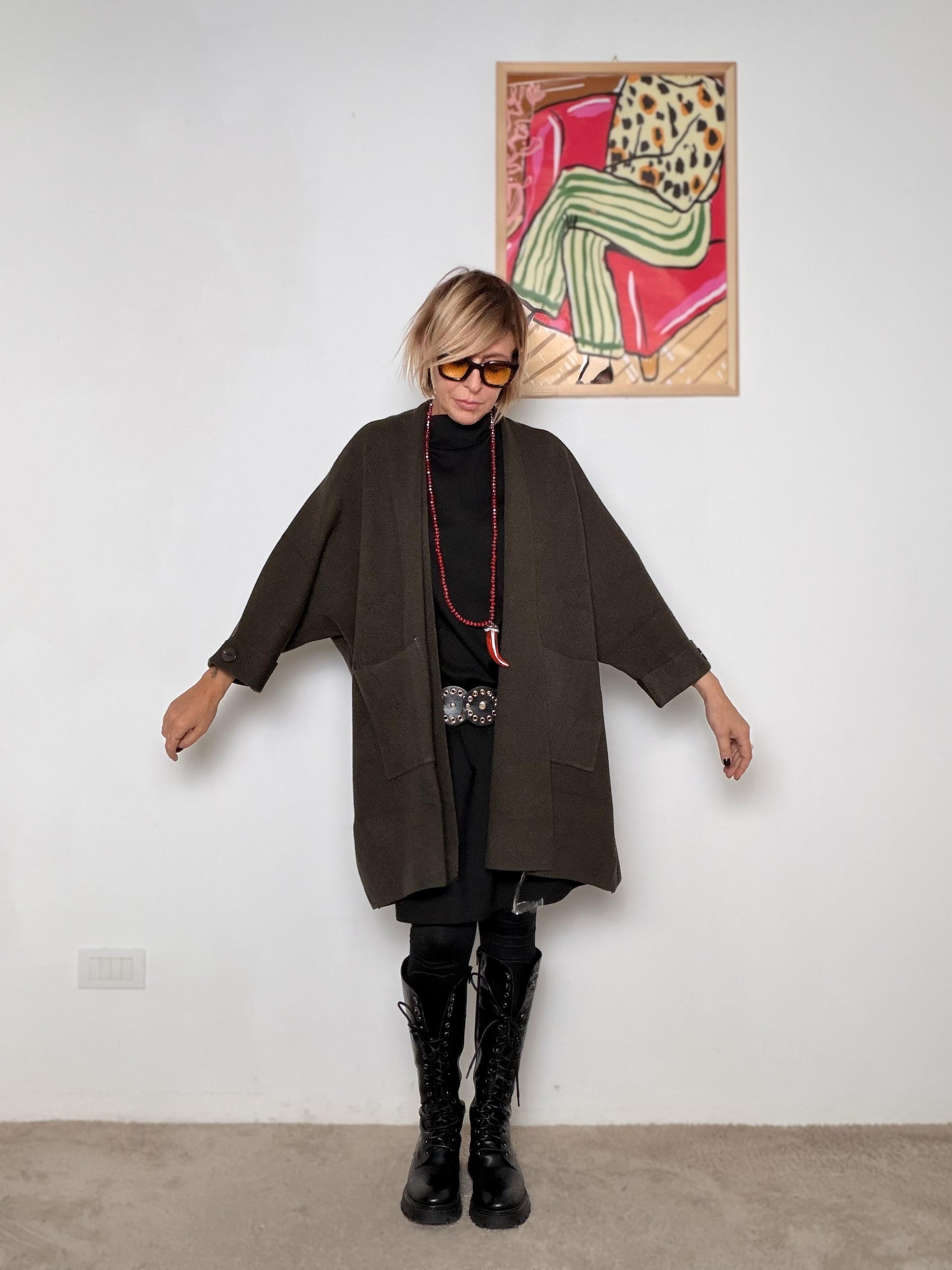 DEJA VU - Cardigan Oversize NEVE A25IL602/ VERDE DEJA VU 