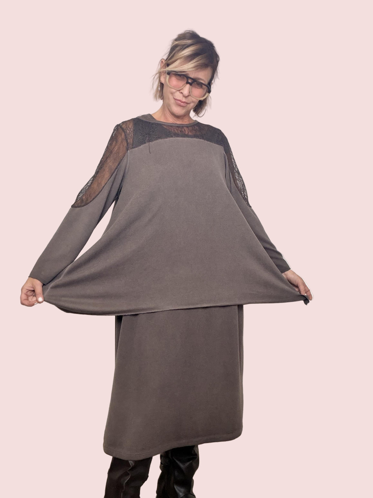 DEJA VU - Maglia Soft Lace Mood A25RH408/ MORO DEJA VU 