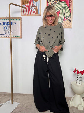 FEMALE - Felpa Oversize "Dot Power"  Stile comodo con personalità <BR/>VERDE H1416/ VERDE MILIT FEMALE 