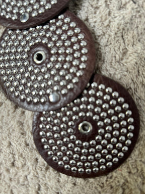 SUSY MIX - Cintura in ecopelle con dischi decorati e maxi fibbia metallica moro CT1110/ MORO SUSY MIX 