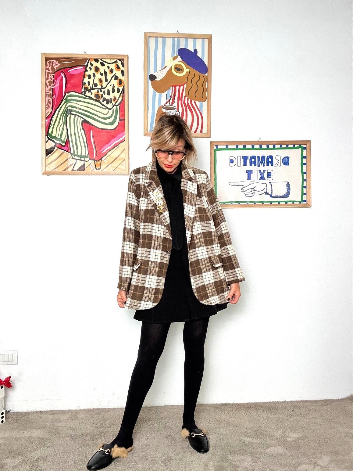 FEMALE - Giacca over a quadri moro A7006-H9/ CHECK MORO FEMALE 