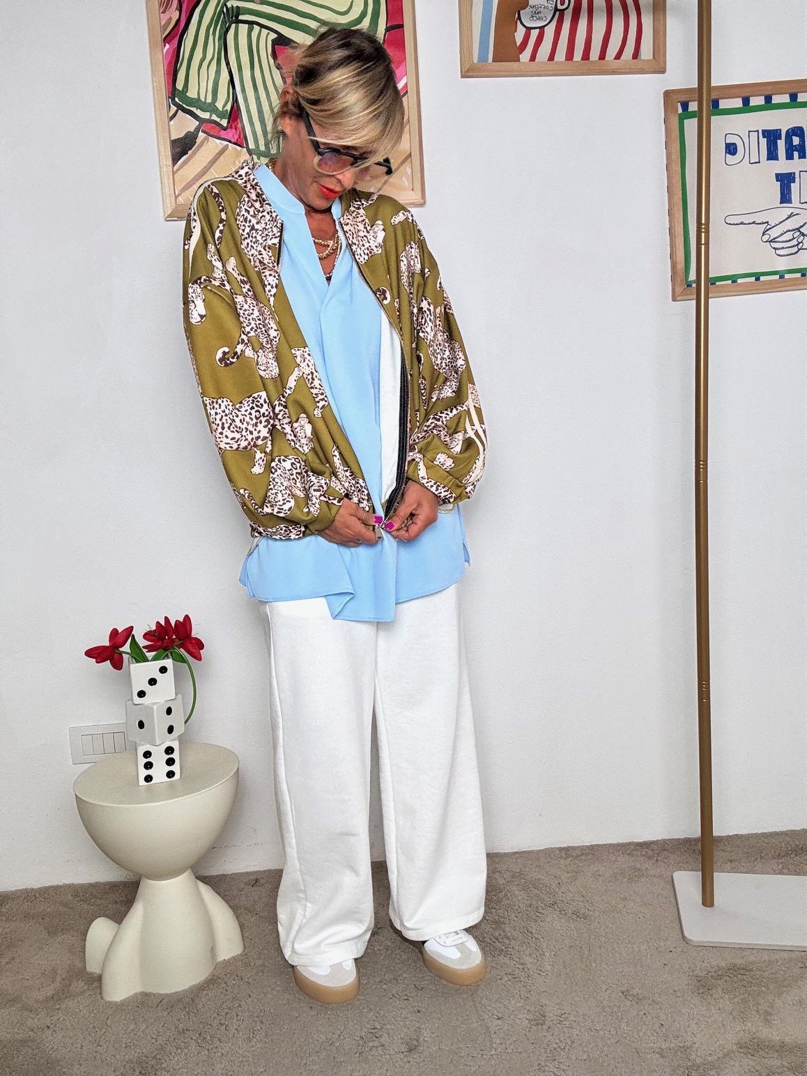 FEMALE - Bomber donna fantasia animalier verde oliva  Stile casual chic L3M338/ OLIO FEMALE 