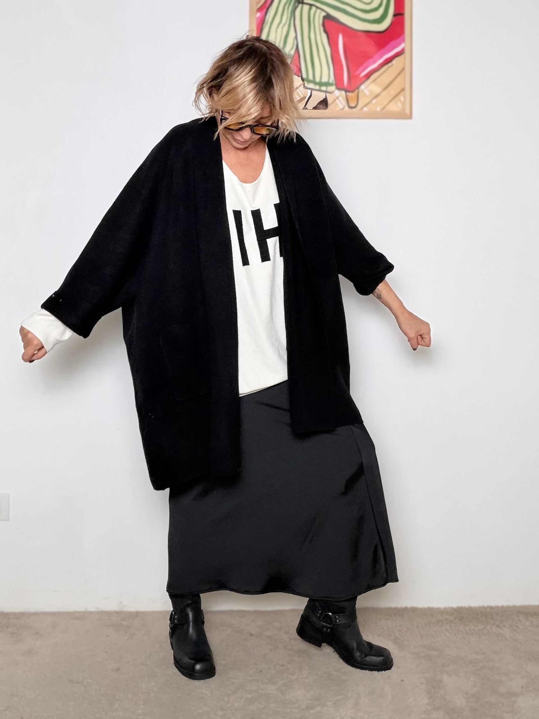 DEJA VU - Cardigan Oversize NERO A25IL602/ NERO DEJA VU 