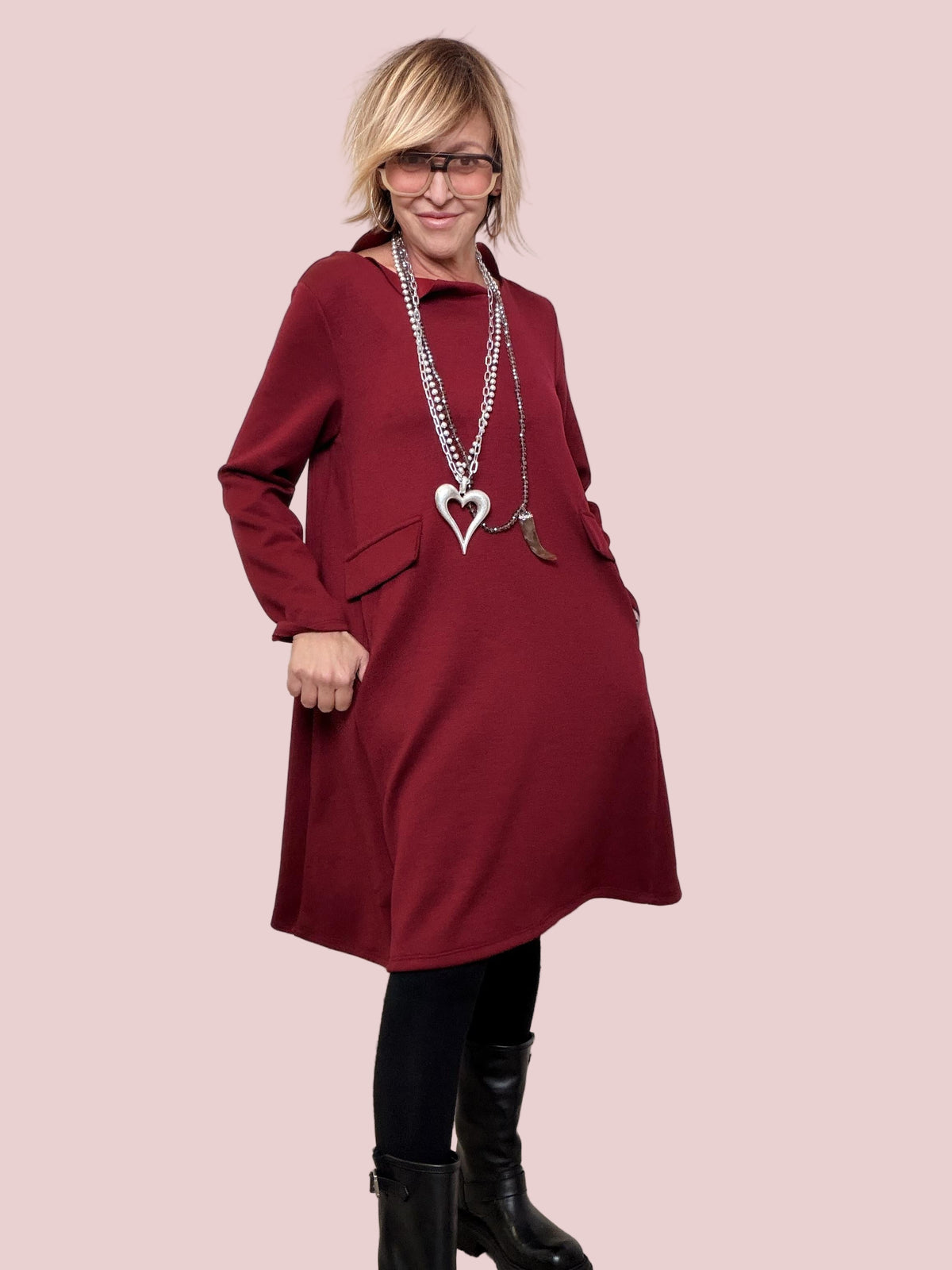 FEMALE - ABITO MORBIDO A CAMPANA  COMFORT ASSOLUTO, STILE QUOTIDIANO VINO 39129KQLCM/ VINO FEMALE 