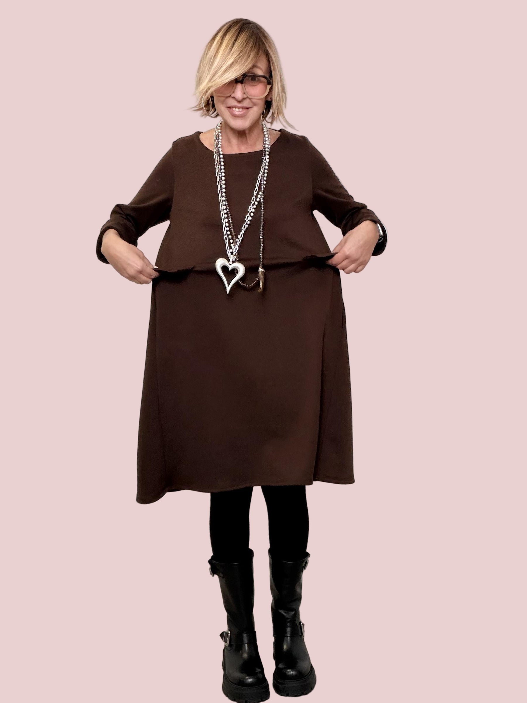 FEMALE - ABITO MORBIDO A CAMPANA  COMFORT ASSOLUTO, STILE QUOTIDIANO MORO 39129KQLCM/ MORO FEMALE 