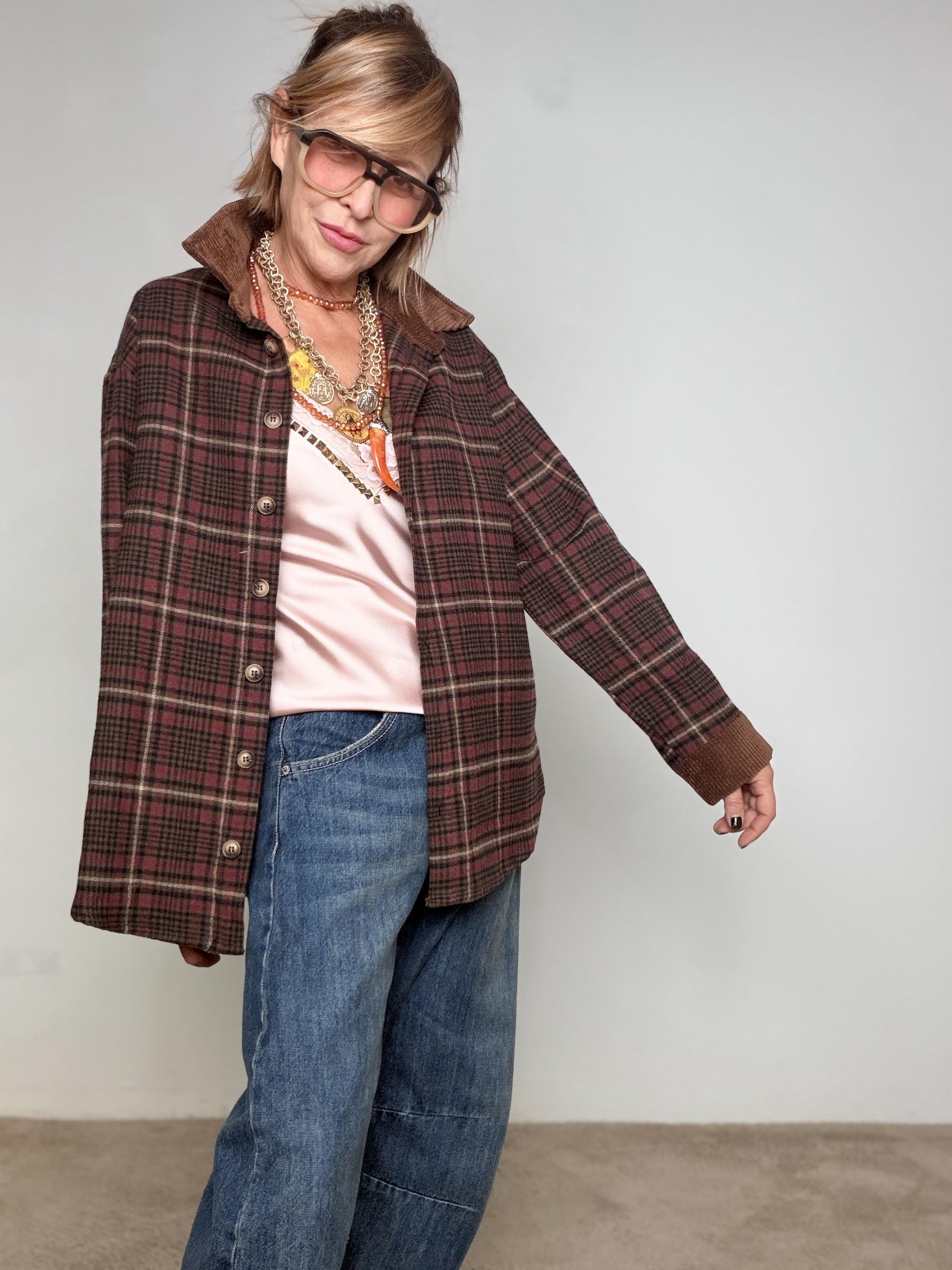 FEMALE -  Camicia Soft Check 40031/ MORO/VINO FEMALE 