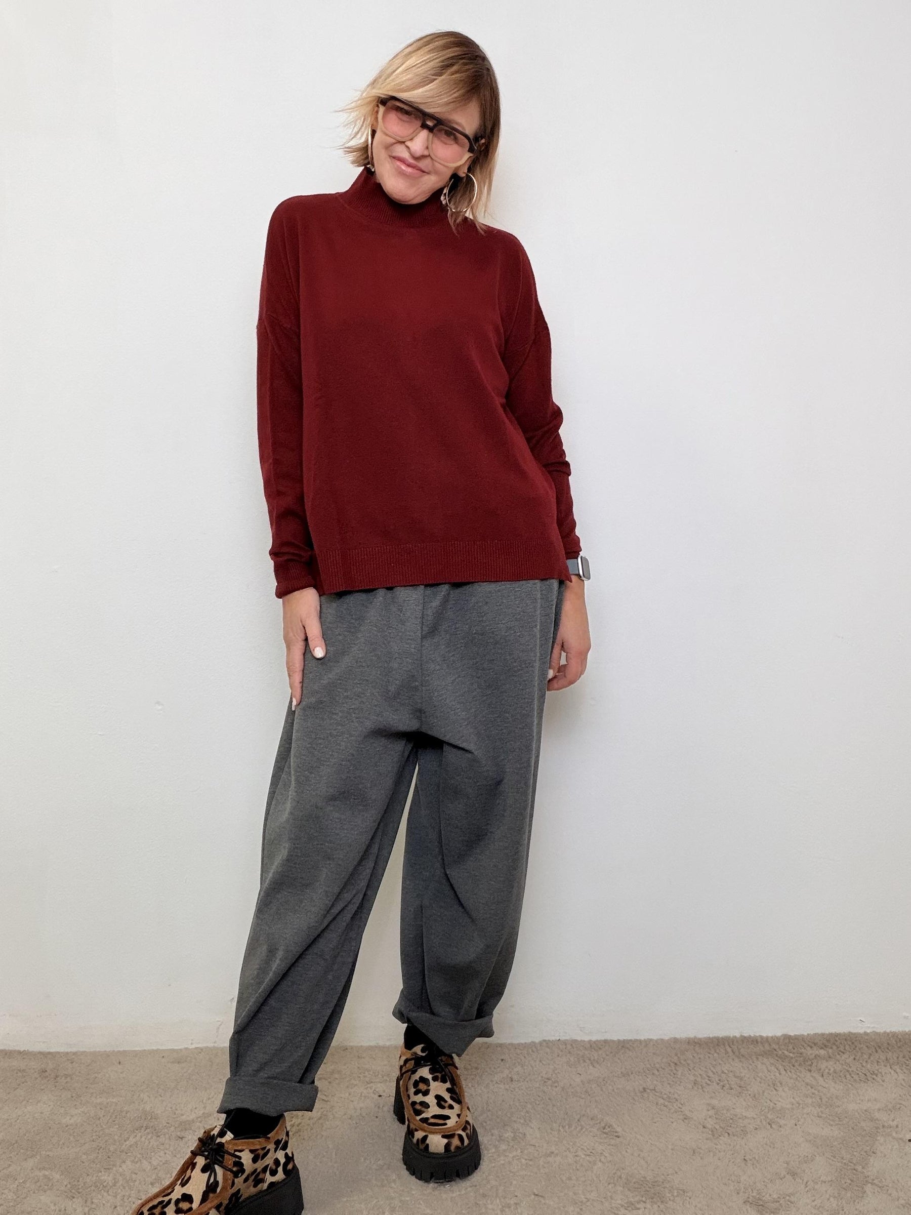 DEJA VU - Pantalone grigio punto milano  Stile urban e comodità senza limiti A25RH207/ GRIGIO DEJA VU 