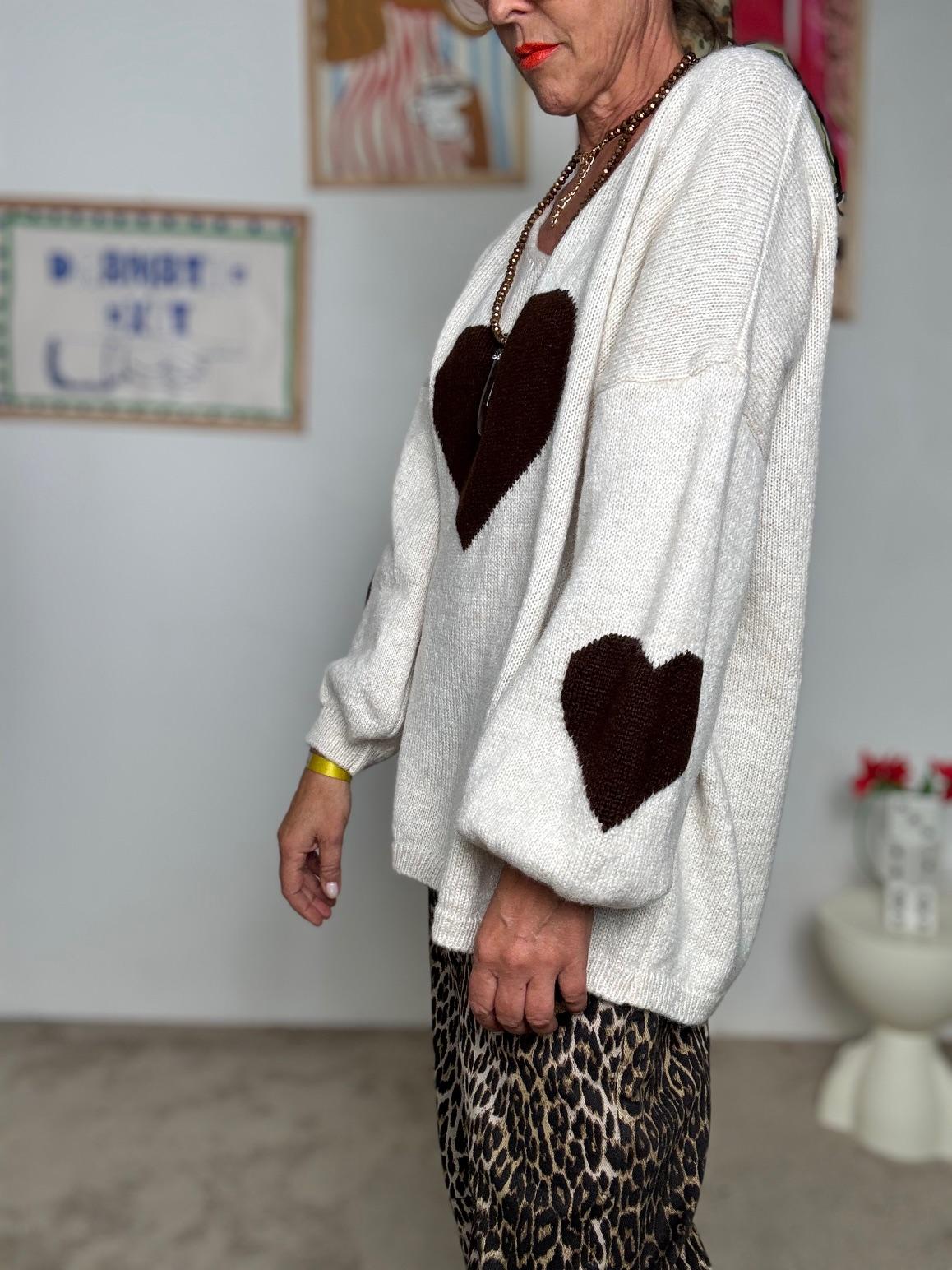 FEMALE - Maglia Oversize con Cuore  Coccola di Stile per Giornate da Amare beige CM1387/ BEIGE FEMALE 