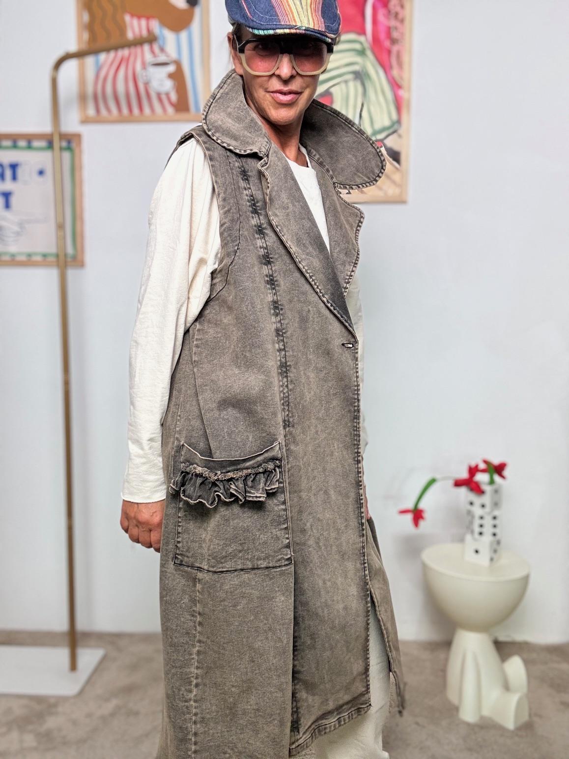 SUSY STAR - Gilet Lungo Effetto Denim  Spirito Urban, Anima Creativa ST3065/ MARMORIZZATO SUSY STAR 