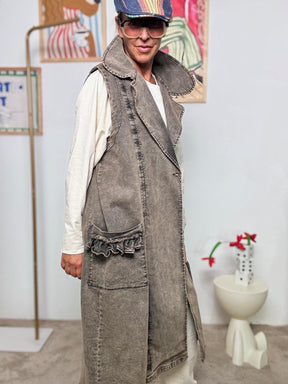 SUSY STAR - Gilet Lungo Effetto Denim  Spirito Urban, Anima Creativa ST3065/ MARMORIZZATO SUSY STAR 