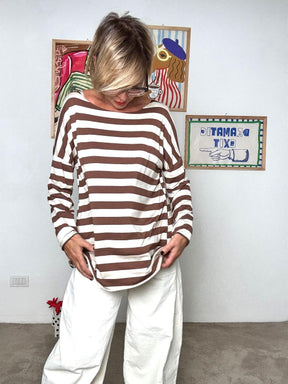 FEMALE - T-shirt Marinière Chic Marrone 1282TW/ MARRONE FEMALE 