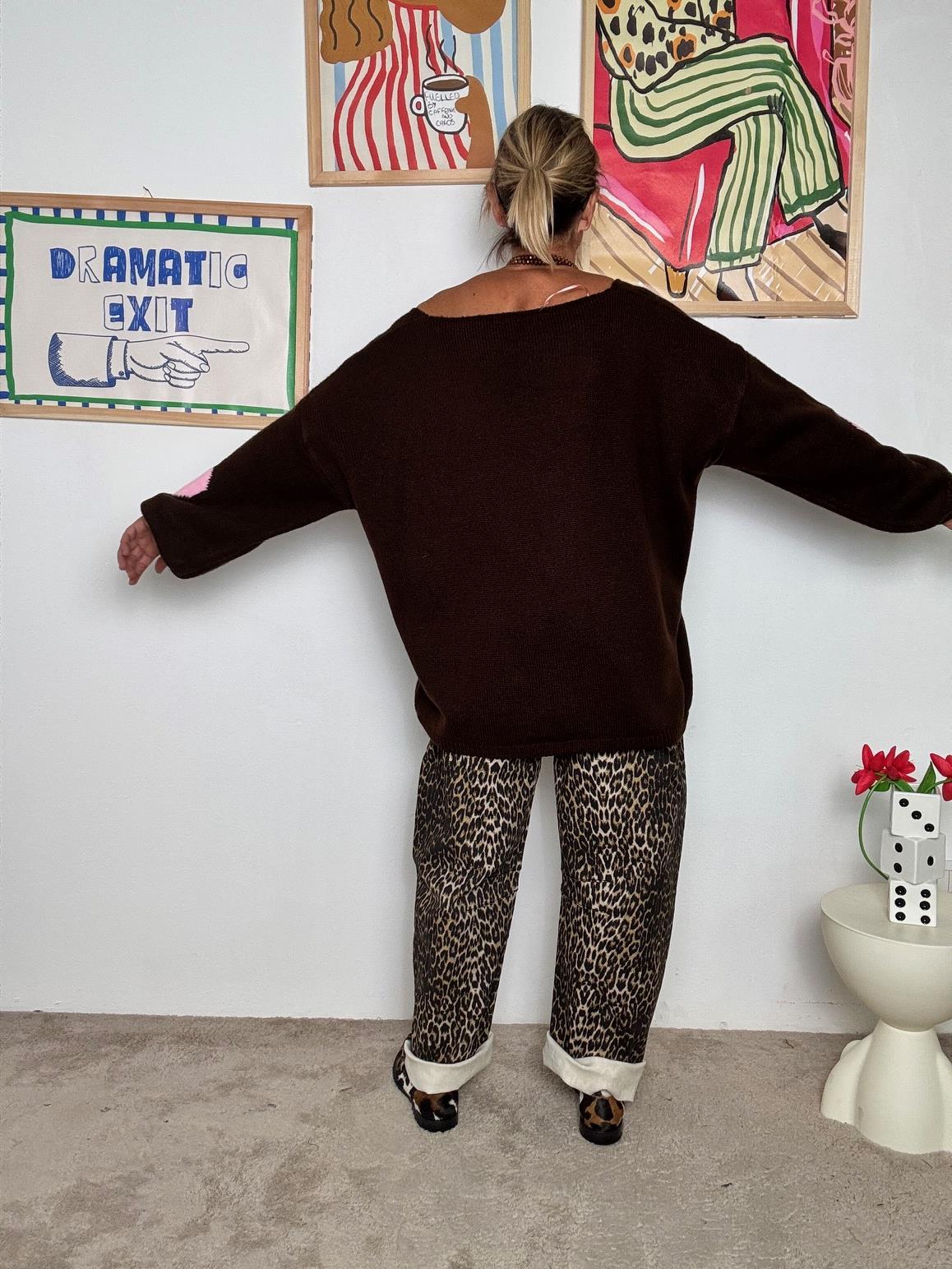 FEMALE - Maglia Oversize con Cuore  Coccola di Stile per Giornate da Amare MARRONE CM1387/ MARRONE FEMALE 