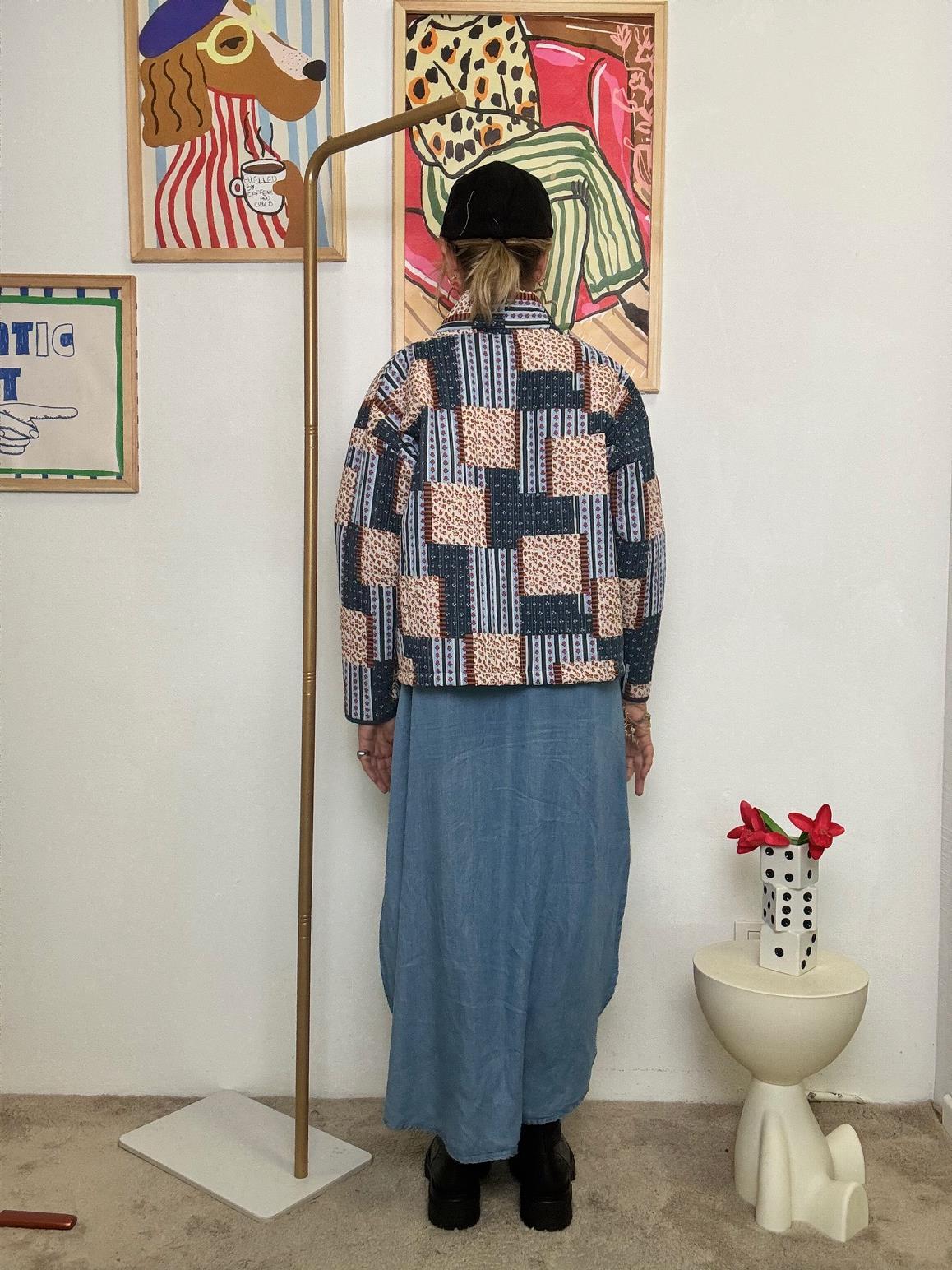 FEMALE- Giacca Kimono Patchwork  LArte dellEclettismo G11871/ BLU FEMALE 