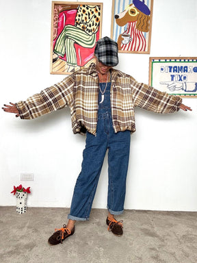 FEMALE - Camicia Giacca a Quadri Oversize NV180/ BEIGE FEMALE 