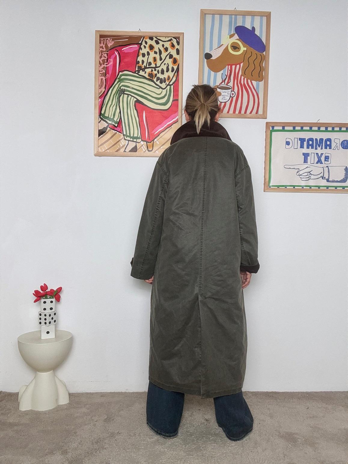 FEMALE - Trench trapuntato lungo in stile heritage britannico DL30140/ VERDE BOSCO FEMALE 