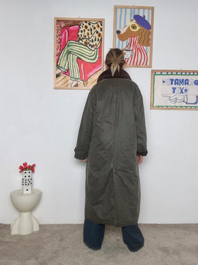 FEMALE - Trench trapuntato lungo in stile heritage britannico DL30140/ VERDE BOSCO FEMALE 