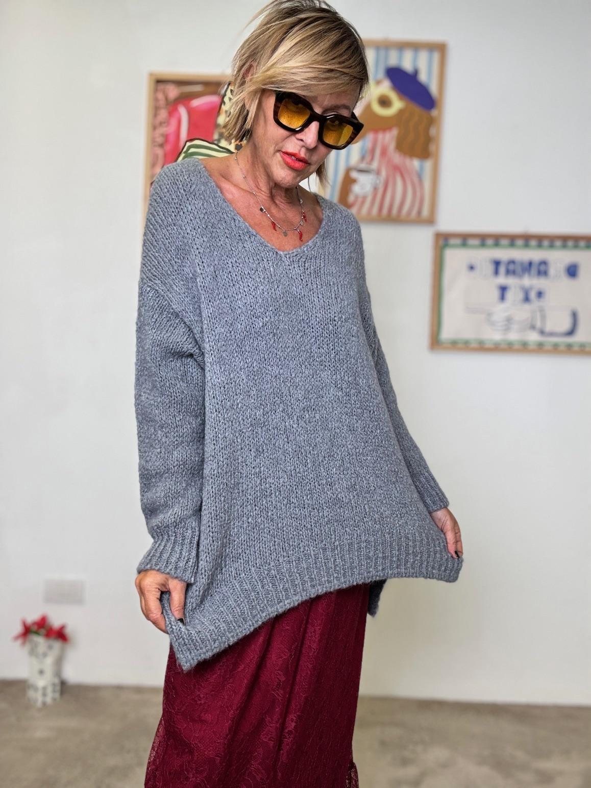 DEJA VU - Magliona over morbida effetto cocoon A25VC403/ GRIGIO FEMALE 