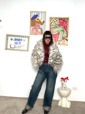 FEMALE - pelliccia ecologica donna maculata  calda, morbida e super glamour DL30055/ ANIMALIER FEMALE 