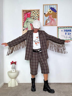 FEMALE - Giacca a quadri con frange: originale, trendy e piena di carattere H4705-C17/ CHECK MORO FEMALE 