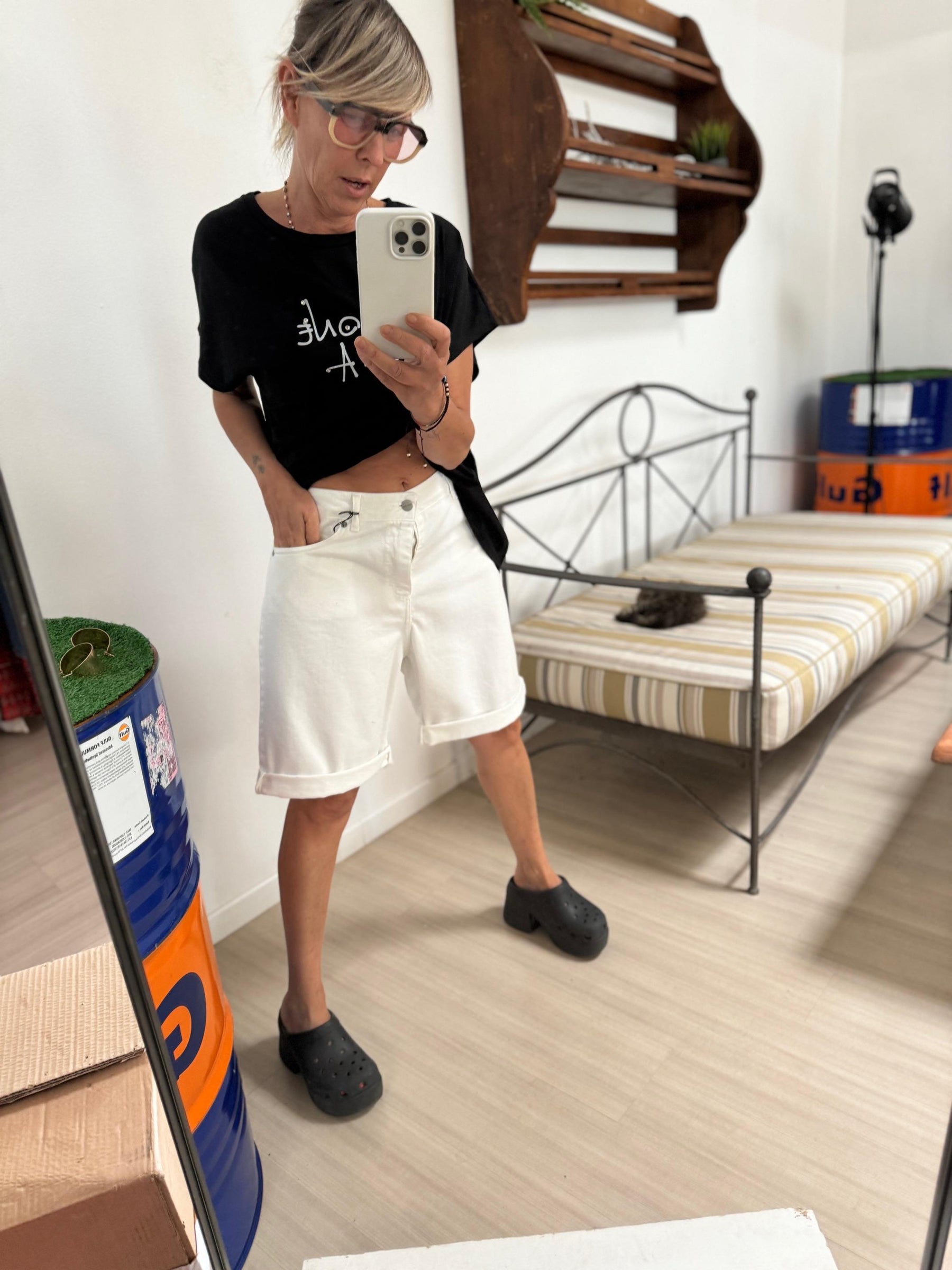 SUSY STAR - BERMUDA BULL DENIM STRETCH- BIANCO STSS15/ BIANCO SUSY STAR 