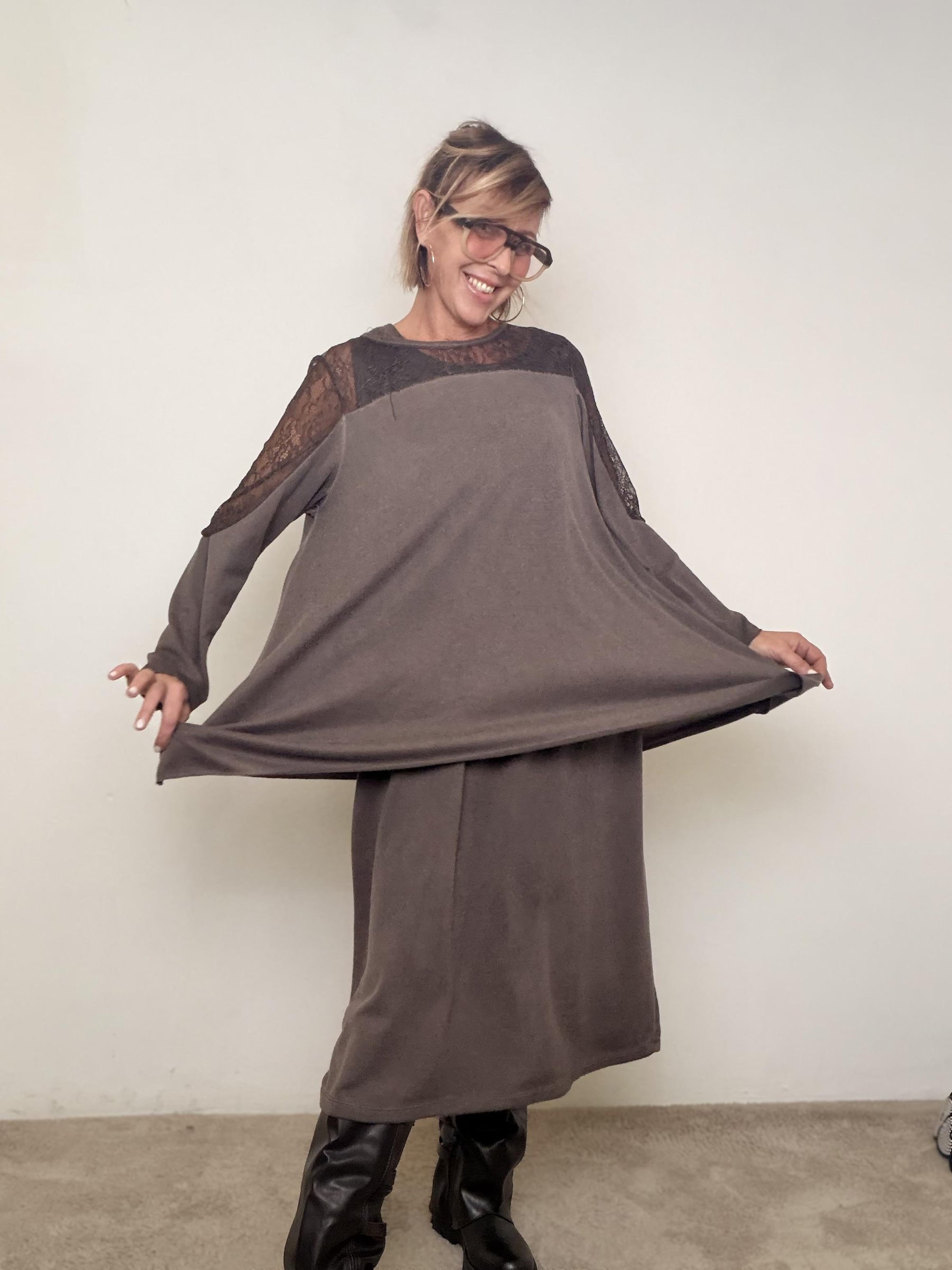 DEJA VU - Maglia Soft Lace Mood A25RH408/ MORO DEJA VU 