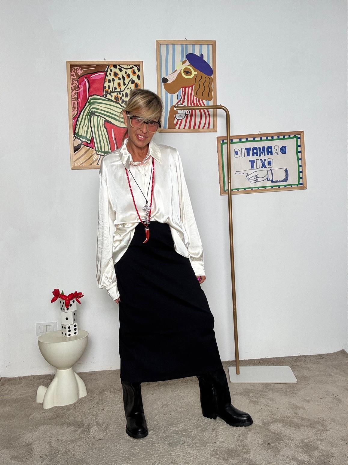 SUSY STAR - Gonna lunga donna a vita alta PUNTO MILANO  comoda, versatile e di tendenza NERO ST57PM/ NERO SUSY MIX 