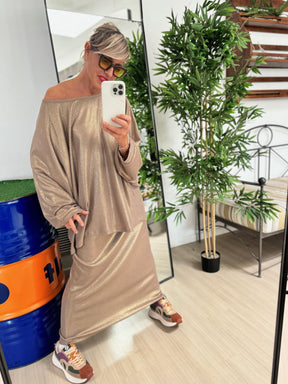 DEJA VU - MAGLIA OVER  COSTINA LAMINATA - ORO AP401/ ORO DEJA VU 