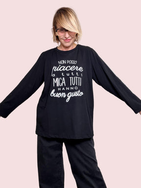 SUSY STAR - T-shirt Ironica Good Vibes STL12/ NERO SUSY STAR 