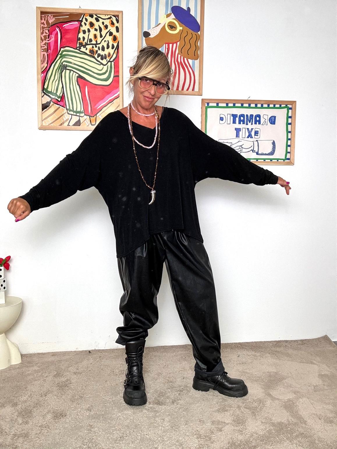 DEJA VU - Maglia nera oversize donna A25BU408/ NERO DEJA VU 