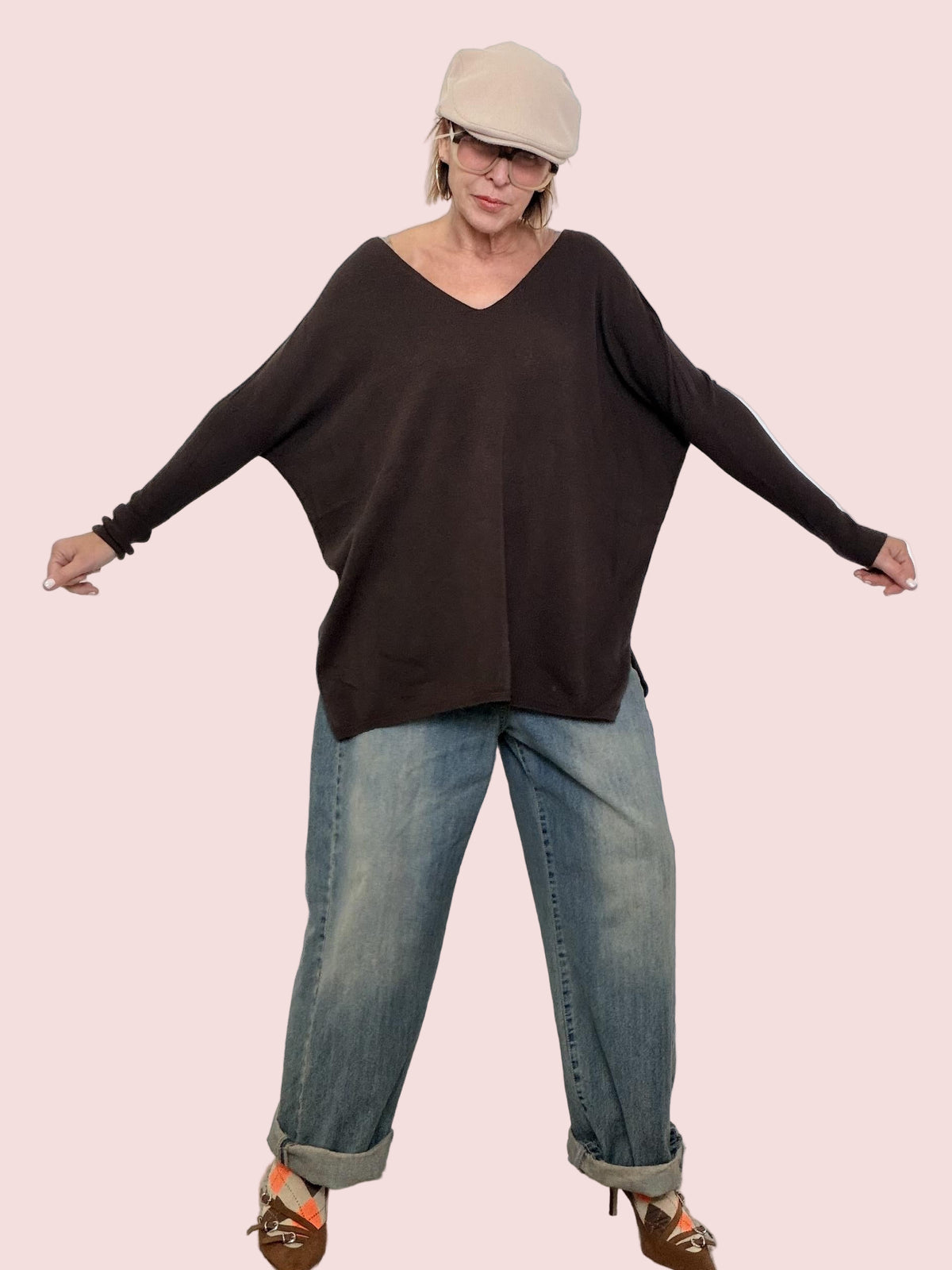 SOUVENIR -  MAGLIA Soft Oversize Knit MORO B38D0041/ MORO SOUVENIR 