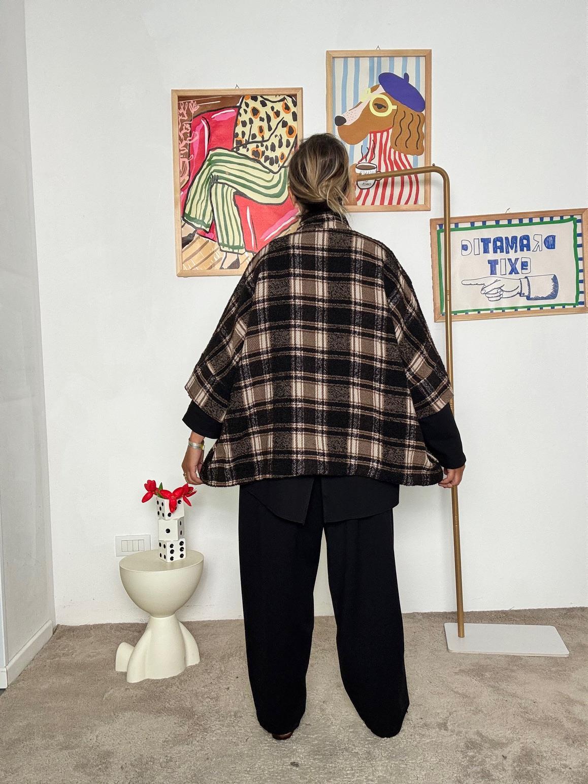 DEJA VU Cappotto corto a quadri in stile over A25LU610/ CHECK DEJA VU 