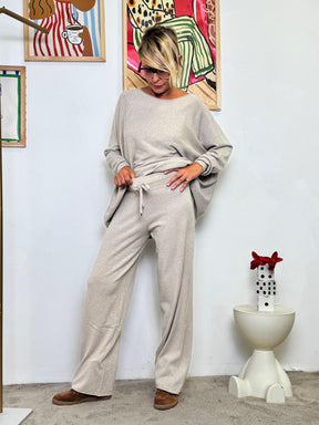 SUSY STAR - Pantalone in Maglia Lurex  Lounge con Luccichio beige ST570188LX/ BEIGE SUSY STAR 
