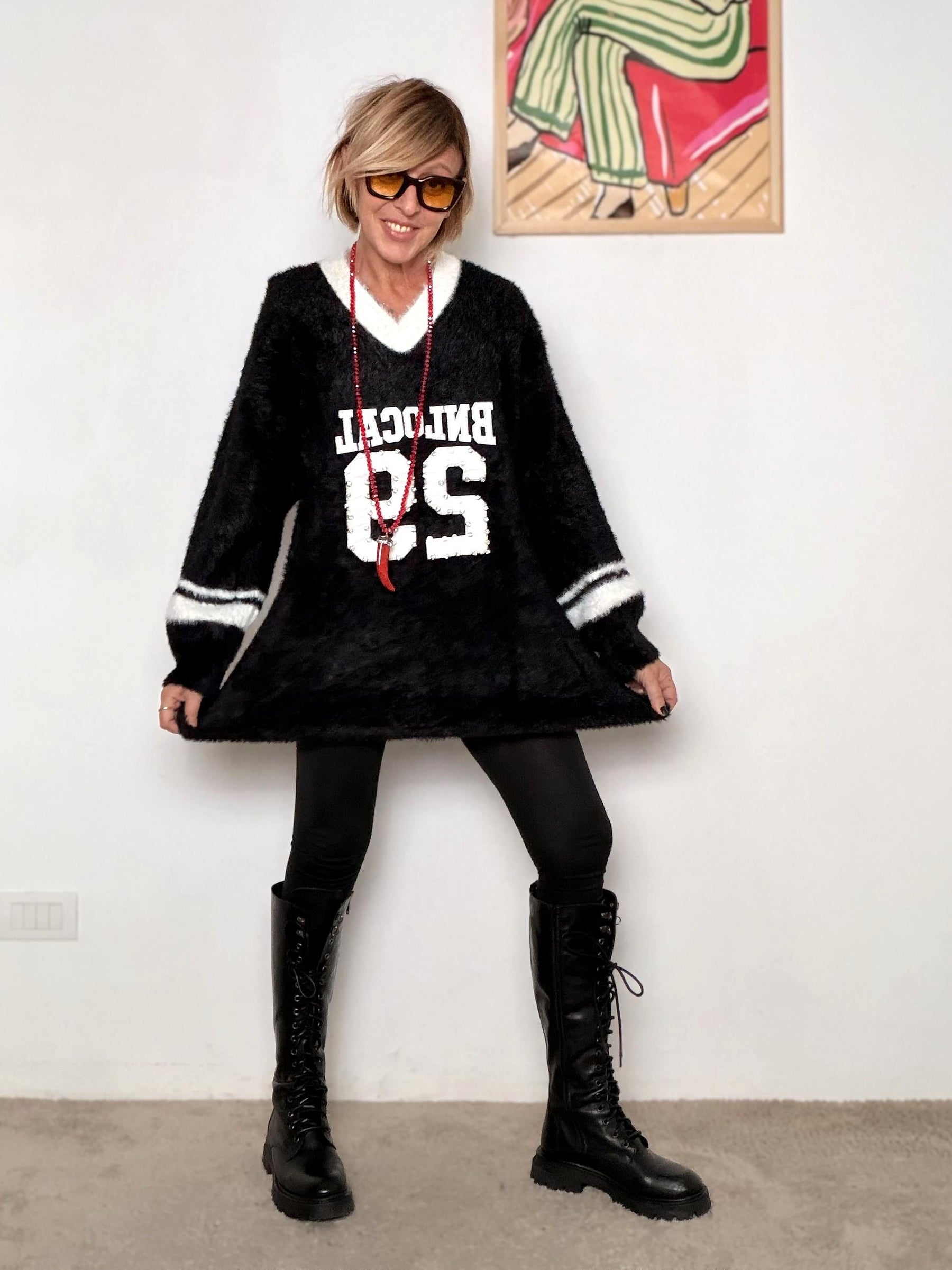 FEMALE - Maglia Abito College Furry NERA ZM52186/ NERO FEMALE 