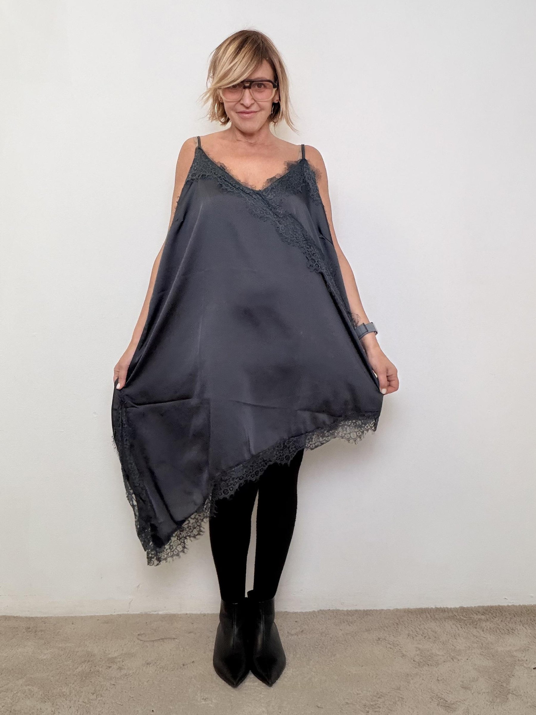 SUSY STAR - ABITO SLIP DRESS ROCK LACE ST251093/ GRIGIO SUSY STAR 