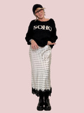 FEMALE - Gonna midi a pois con bordo in pizzo G2784 / LATTE FEMALE 