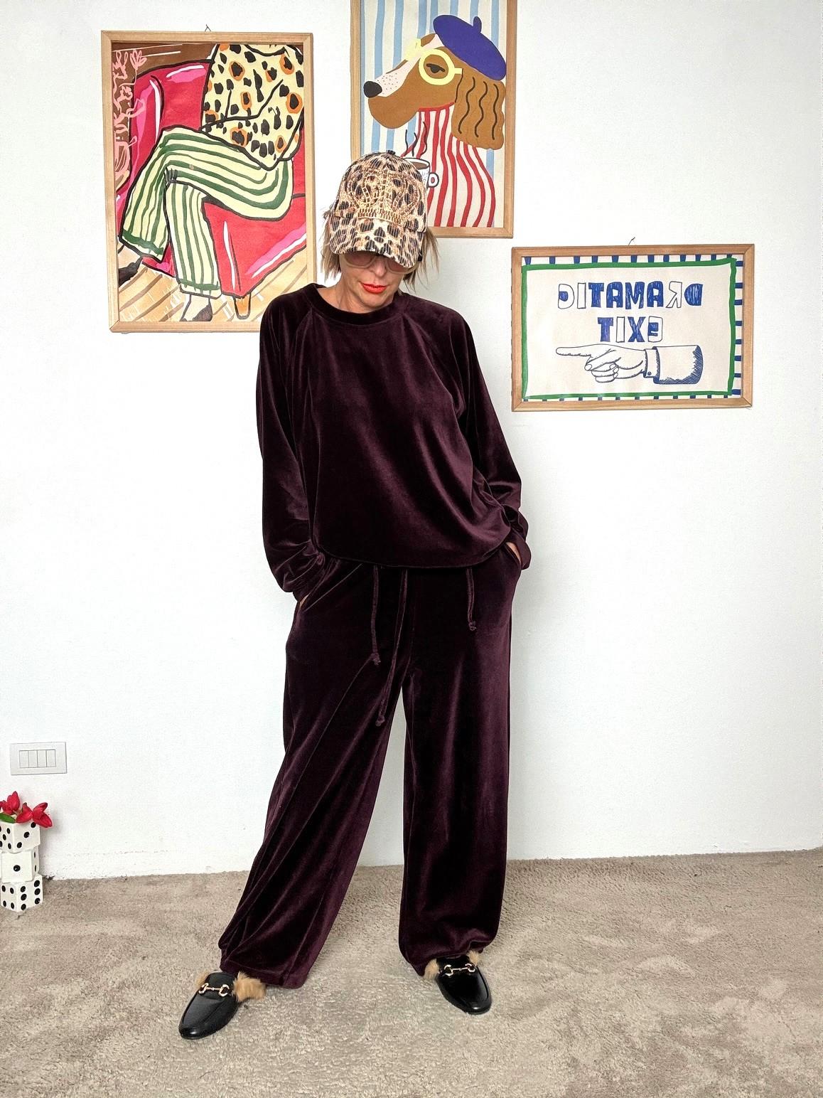 FEMALE - Pantalone in ciniglia con coulisse BORGOGNA P54657/ BORGOGNA FEMALE 