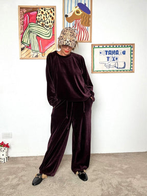 FEMALE - Pantalone in ciniglia con coulisse BORGOGNA P54657/ BORGOGNA FEMALE 