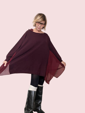 SUSY STAR - Maglia over con taglio a vele ST78401/ BORDEAUX SUSY STAR 