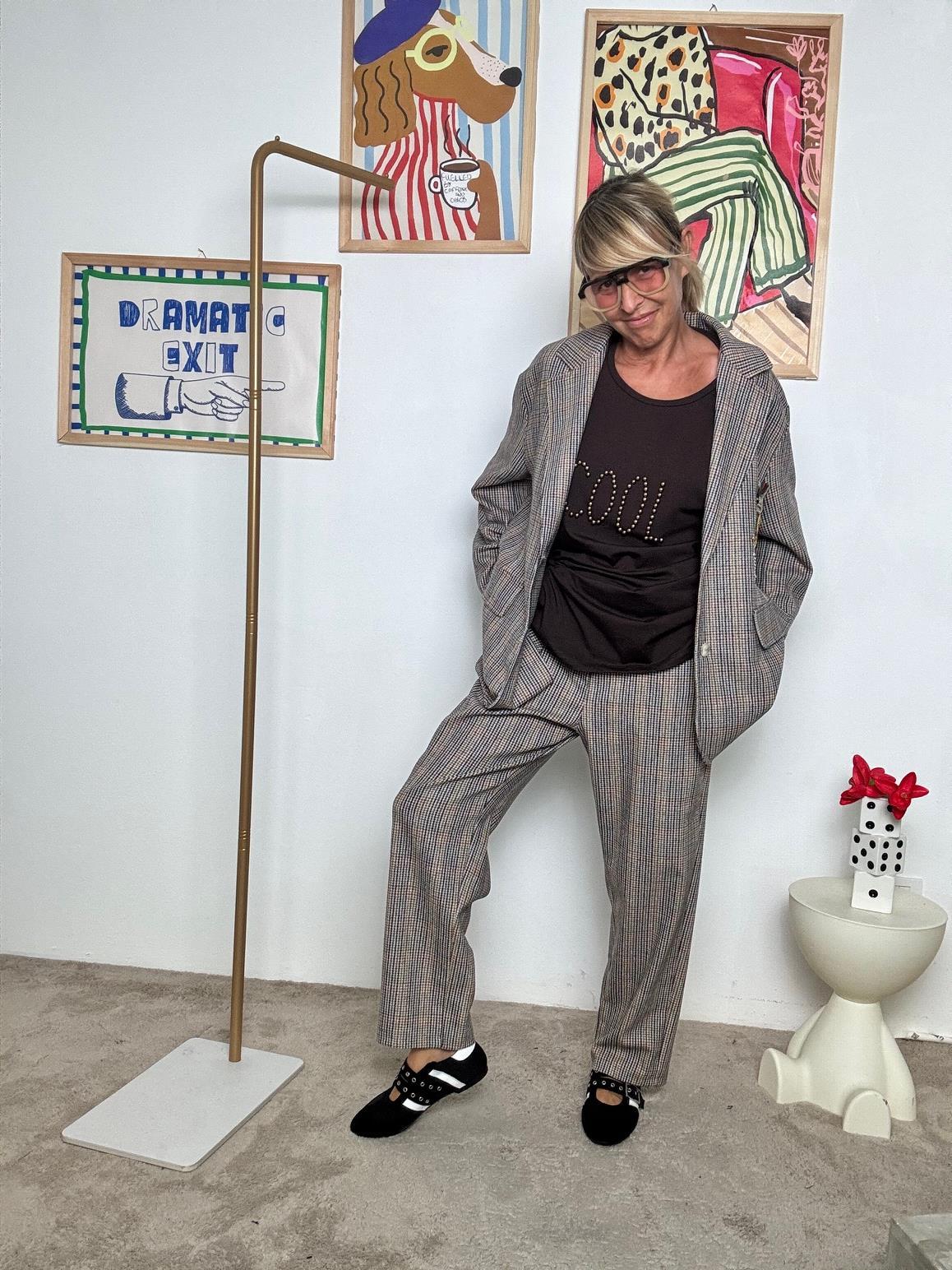 DEJA -VU - Pantalone donna fantasia check  Relax sartoriale, carattere da vendere A25IS204/ SCOZZESE DEJA VU 