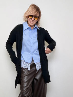 Cardigan lungo con tasche utility ZM1599/ NERO FEMALE 