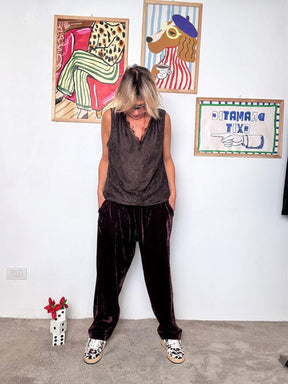 SUSY STAR - Top in pizzo con scollo a V moro ST00163T4/ MORO SUSY STAR 