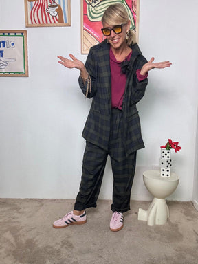 SUSY STAR - Pantalone Check Relax Fit  Comodo come una tuta, chic come un completo STS7265/ BLU SUSY STAR 