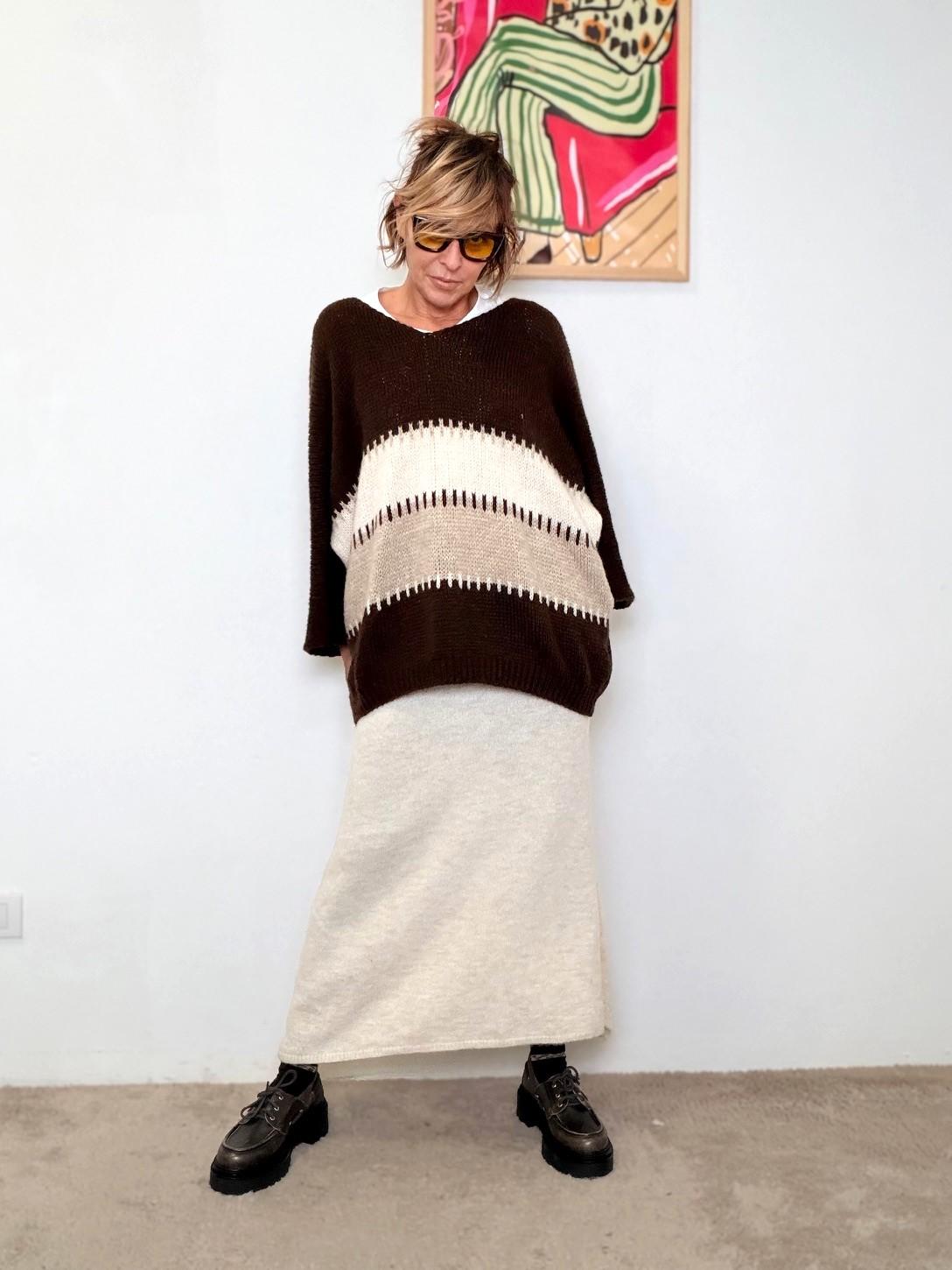 FEMALE - Maglia Over a Fasce Neutre L15M017/ MORO FEMALE 