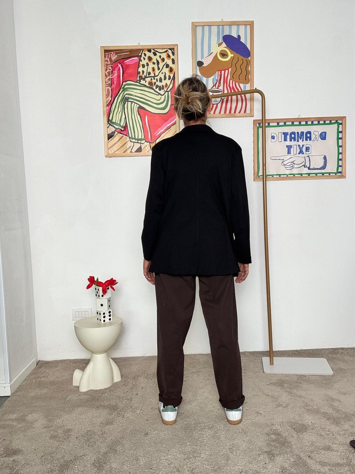 DEJA VU - Giacca in punto Milano nera dal taglio moderno A25AP603/ NERO DEJA VU 