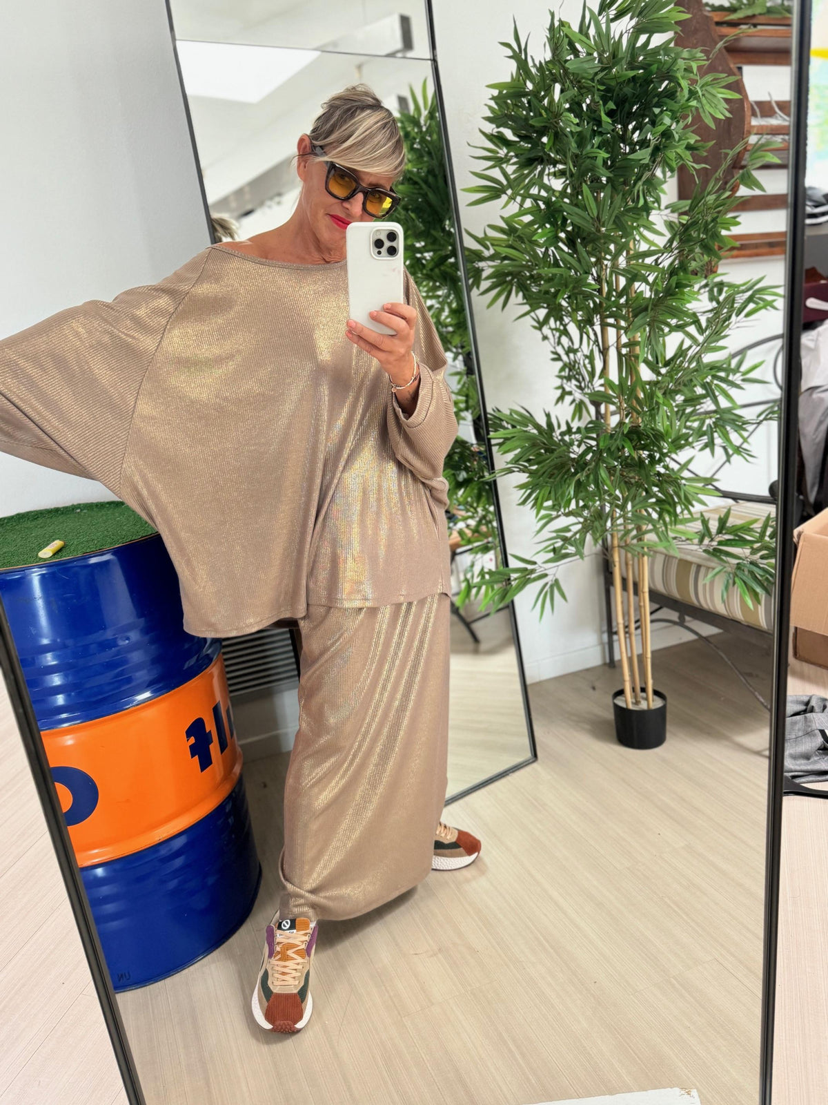 DEJA VU - MAGLIA OVER  COSTINA LAMINATA - ORO AP401/ ORO DEJA VU 