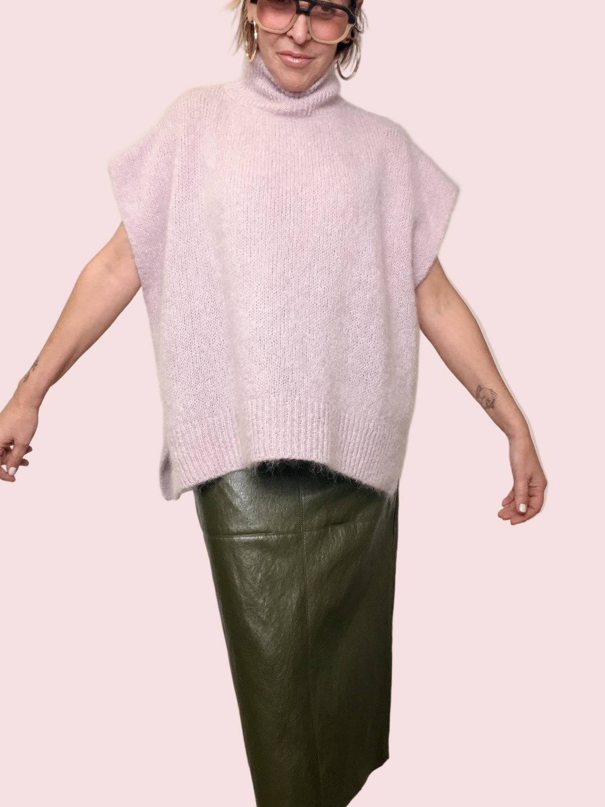 PHILIA LOFT - MAGLIA MAXI SENZA MANICHE C01L1006/ ROSA PHILIA LOFT 