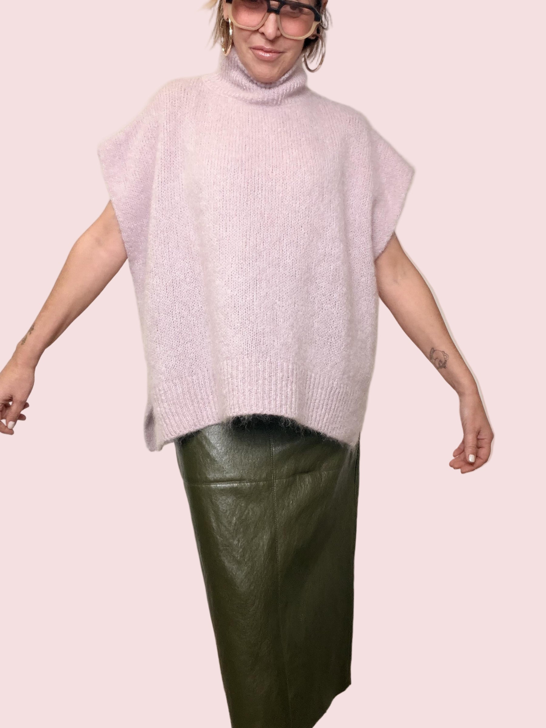 PHILIA LOFT - MAGLIA MAXI SENZA MANICHE C01L1006/ ROSA PHILIA LOFT 